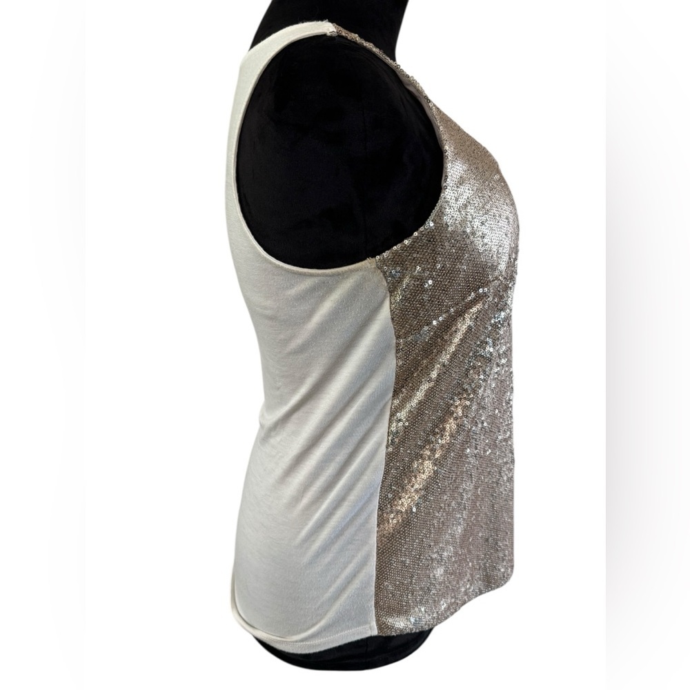 Worthington Gold Sequin V-Neck Lined Tank Top, Size M - Picture 5 of 8